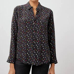 Rails Kate Silk Rainbow Stars Shirt Women's Size XS Button Front Long Sleeves
